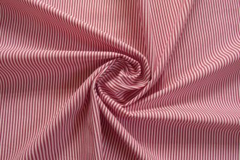 Ex Paul Smith Deadstock Designer 100% Cotton Colourwoven Narrow Oxford Stripe - Red/White