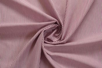 Ex Paul Smith Deadstock Designer 100% Cotton Colourwoven Narrow Oxford Stripe - Wine/White