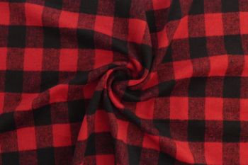 Ex Hobbs Deadstock Designer Wool Jacketing Tweed Check - Black/Red
