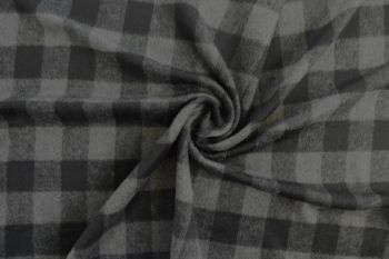 Ex Hobbs Deadstock Designer Wool Jacketing Tweed Check - Black/Charcoal