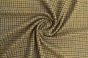 Ex Hobbs Deadstock Designer Wool Jacketing Tweed Dogtooth - Camel/Chocolate/Navy