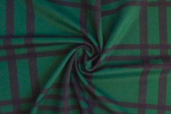 Ex Hobbs Deadstock Designer Wool Jacketing Tweed Check - Bottle Green/Indigo