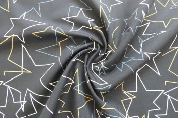 Ex Paul Smith Designer Deadstock Cotton Poplin Retro-Style Star Print - Navy