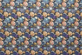 Ex Designer Deadstock Soft Brushed Viscose Twill - Planets