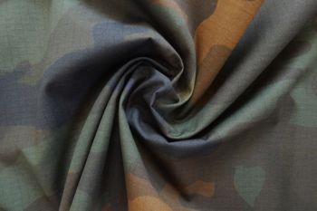 Ex Designer Deadstock Cotton Ripstop-Look Soft Combat Canvas Camouflage Print