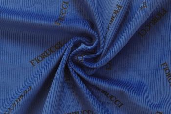 Ex-Fiorucci Designer Deadstock Printed Brand-Name Logo Corduroy - Royal Blue