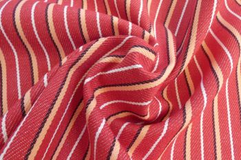 Ex Paul Smith Designer Deadstock Cotton Denim Stripe - Red/Peach/White