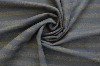 Ex Hobbs Deadstock Designer Wool Felted Tweed Coating Herringbone Stripe - Charcoal/Navy