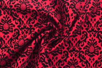 Ex Karen Millen Deadstock Designer Textured Floral Motif Damask Ponte Roma - Raspberry/Black