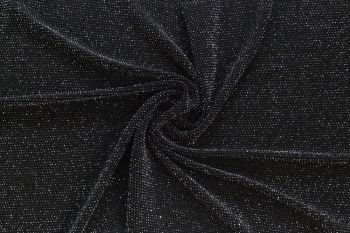 Ex Hobbs Deadstock Designer Stretch Slinky Jersey With Lurex Sparkles - Black/Silver