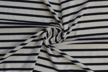 Ex Hobbs Deadstock Designer Classic Stripe Comfort-Stretch Jersey - Navy/Off White