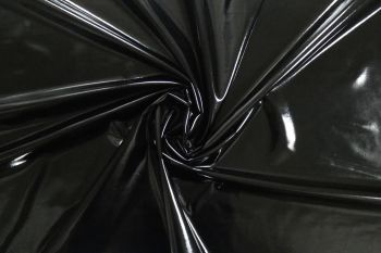 Ex Italian Deadstock Designer Glossy Patent Faux Leather-Look Latex Fabric - Black
