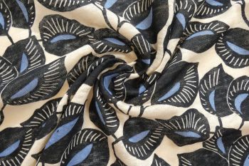 Ex Hobbs Designer Deadstock Linen/Rayon Knitted Crepe Style Jersey - Abstract Leaves