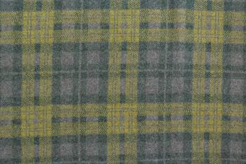 Ex Hobbs Deadstock Designer Knitted Wool Mix Tweed Check - Olive Green/Yellow/Grey