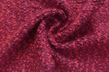 Ex Hobbs Deadstock Designer Cosy Knitted Wool Mix Boucle Tweed - Fuchsia/Black