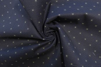 Ex Paul Smith Deadstock Designer Cotton Spot & Diamante Printed Shirting - Navy/Cream