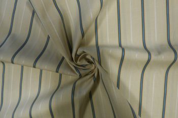Ex Paul Smith Deadstock Designer 100% Cotton Stripe Shirting - Beige/Turquoise