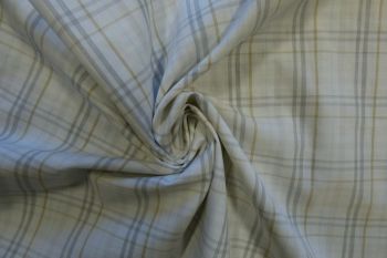 Ex Paul Smith Deadstock Designer Cotton Check Shirting - Cloud Grey/Woven Gold