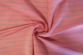 Ex Paul Smith Deadstock Designer Cotton Stripe Shirting - Raspberry/Grey