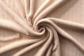 Ex Designer Self Colour Textured Stripe Effect Slinky Jersey - Light Peach