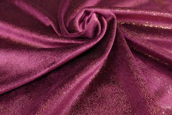 Ex Hobbs Deadstock Luxury Plush Stretch Glass Velour with Lurex - Claret/Gold