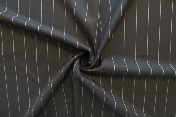 Ex-Designer Wool Suiting Pinstripe - Black/Ivory